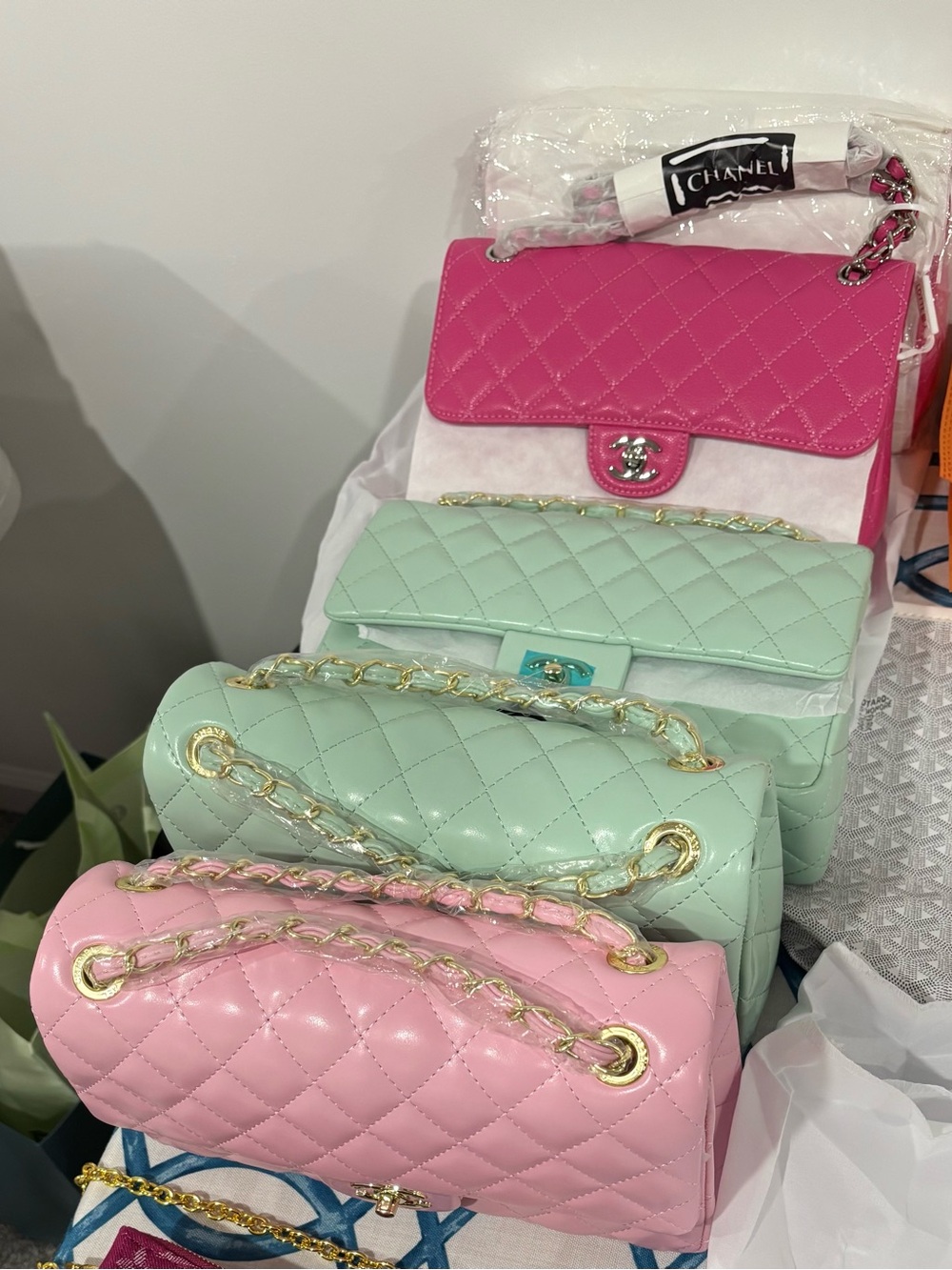 Designer Quilted Leather Shoulder Bag (three colors available)